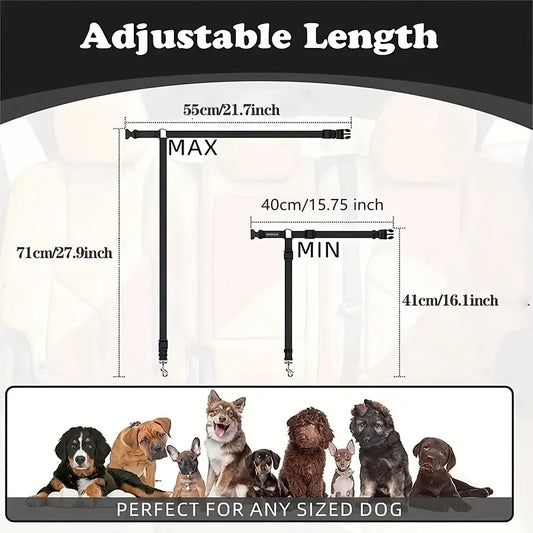 Adjustable Dog Car Seat Belt — Vehicle Safety Tether for Dogs