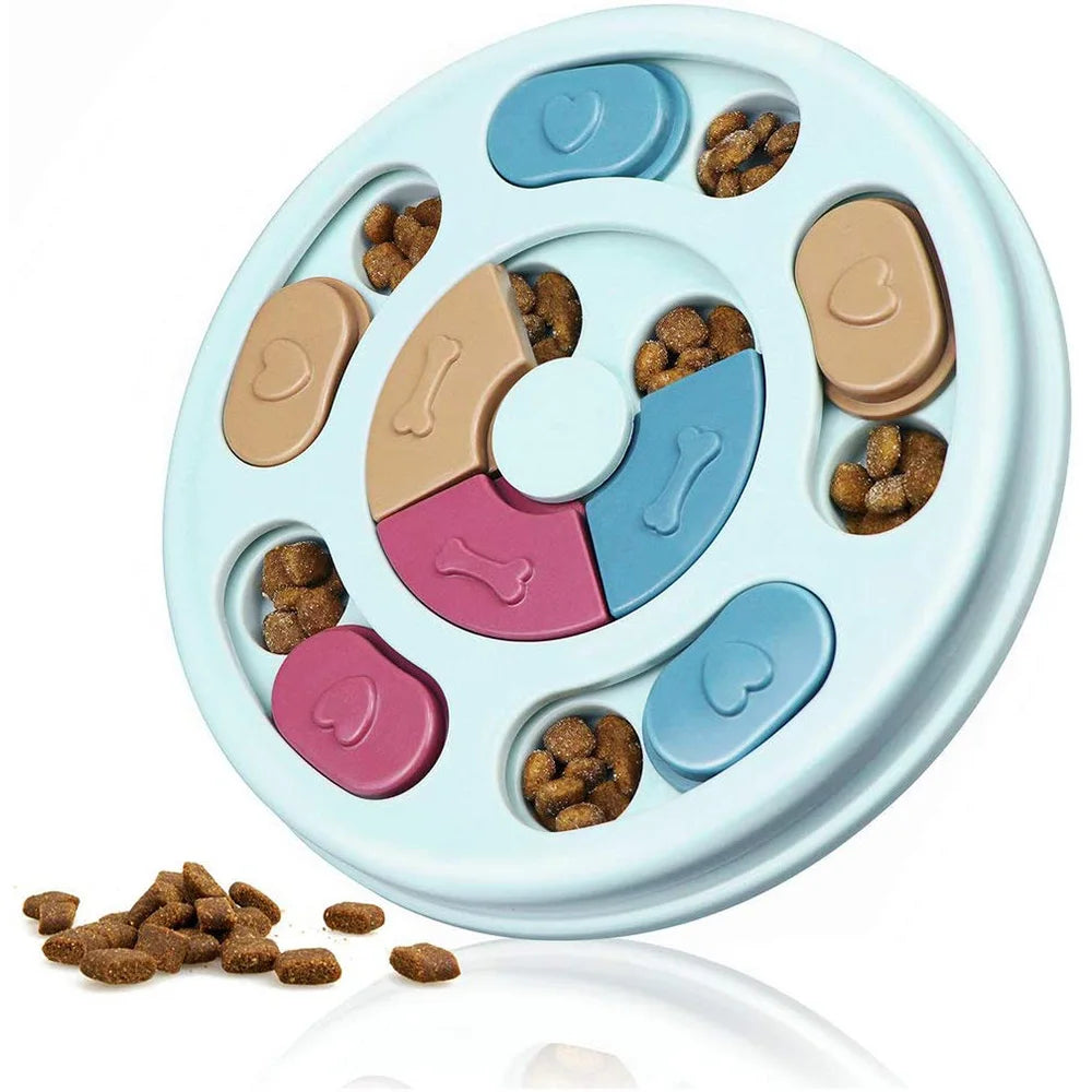 Interactive Turntable Slow Feeder Puzzle Bowl for Dogs & Cats