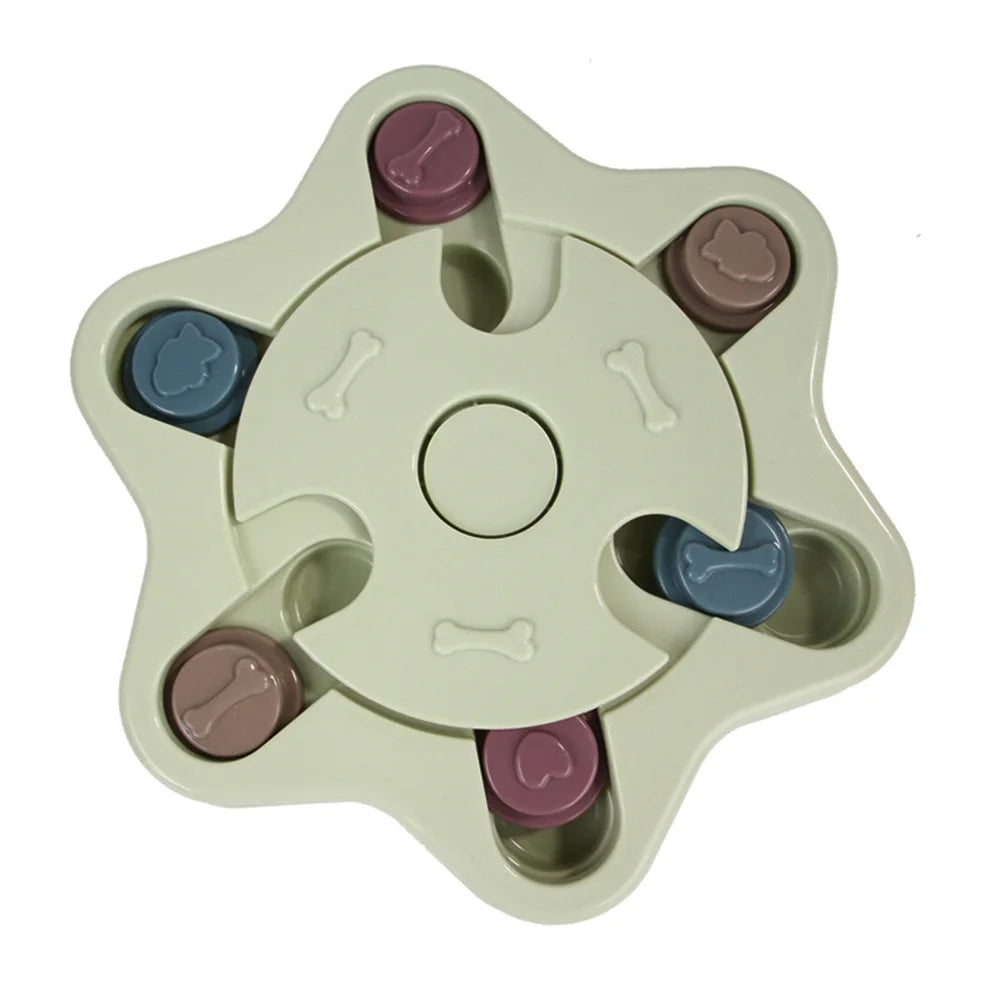 Interactive Turntable Slow Feeder Puzzle Bowl for Dogs & Cats