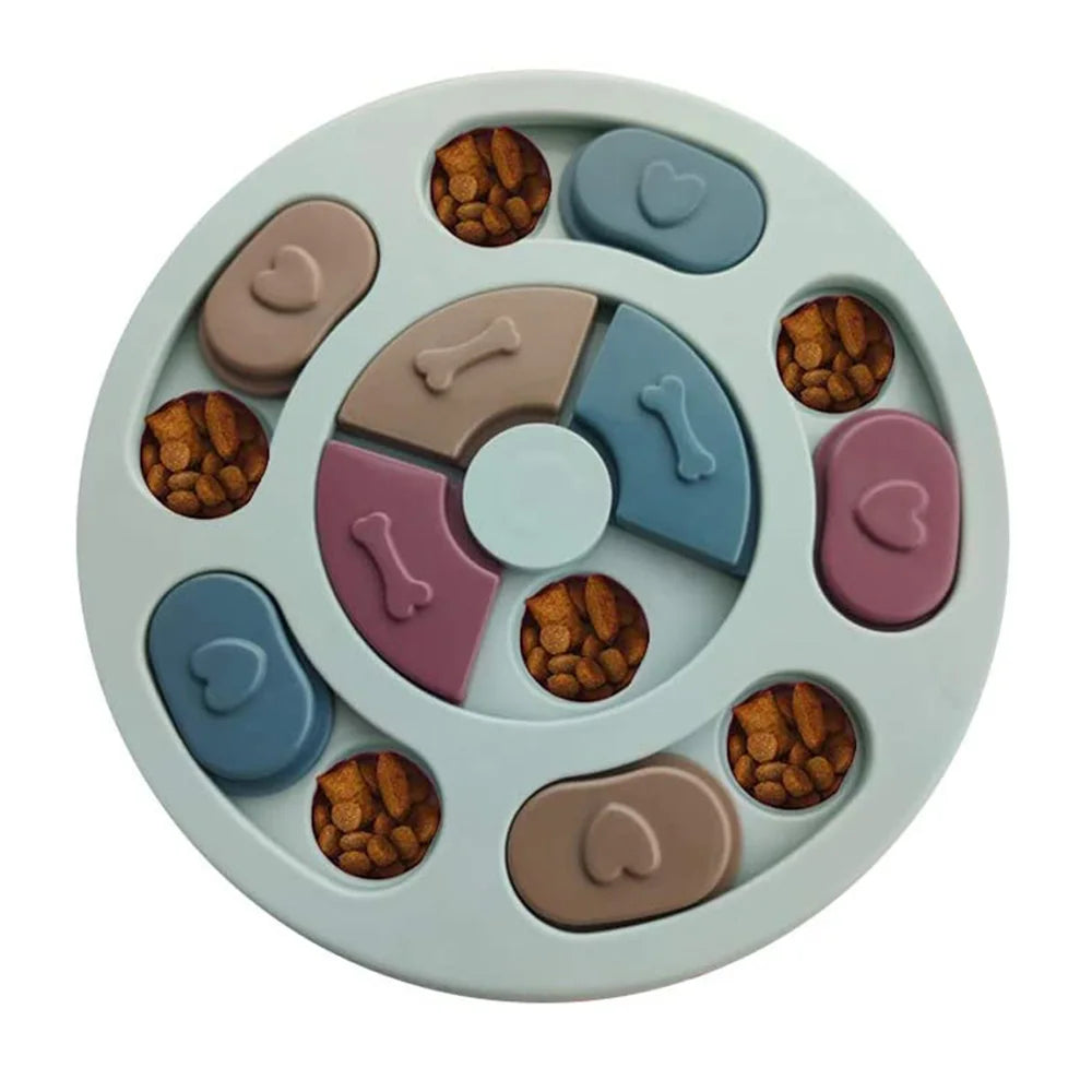 Interactive Turntable Slow Feeder Puzzle Bowl for Dogs & Cats