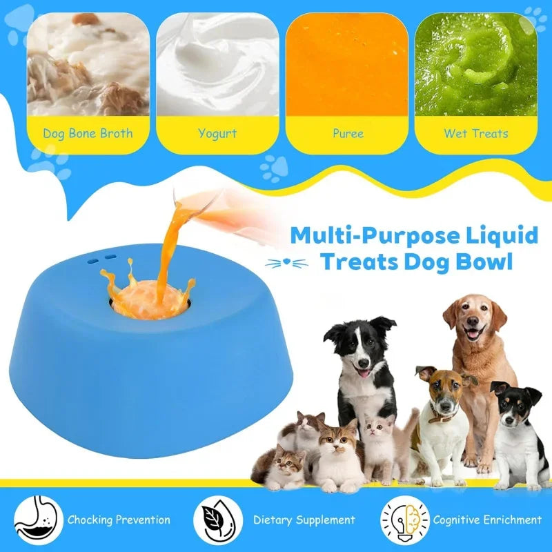 Anti-Slip Lick Bowl for Liquid Treats — Bone Broth & Yogurt Slow Feeder