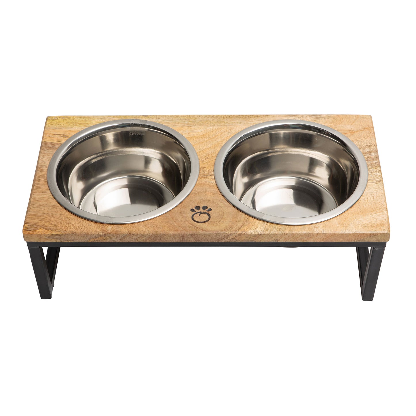Elevated Wood & Metal Pet Feeder — Raised Bowl Stand for Dogs & Cats