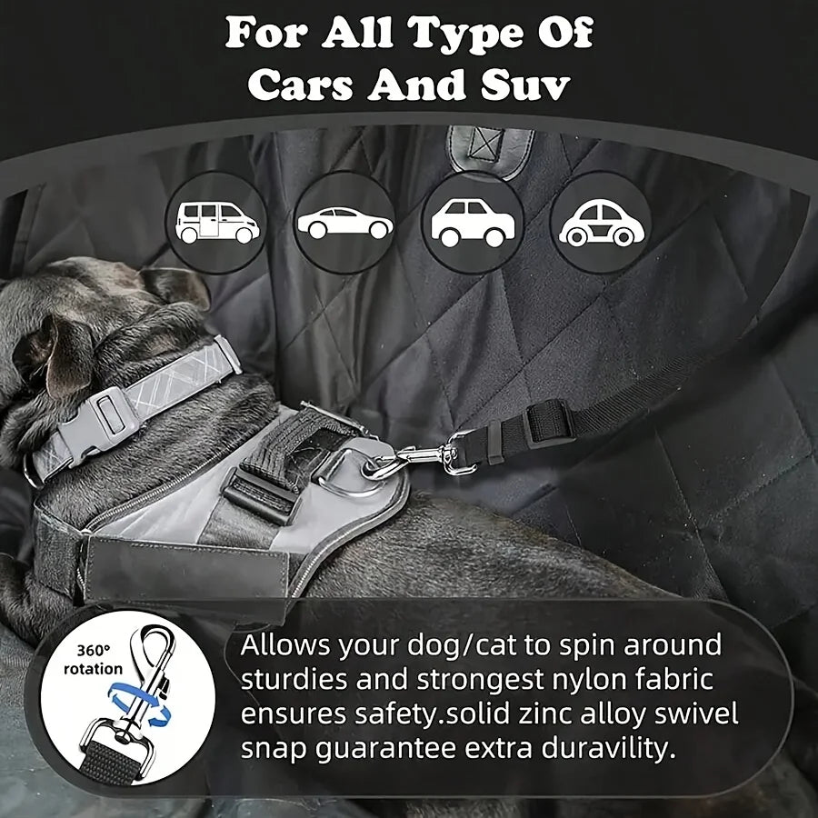 Adjustable Dog Car Seat Belt — Vehicle Safety Tether for Dogs