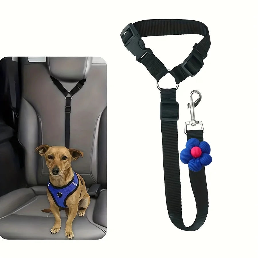 Adjustable Dog Car Seat Belt — Vehicle Safety Tether for Dogs