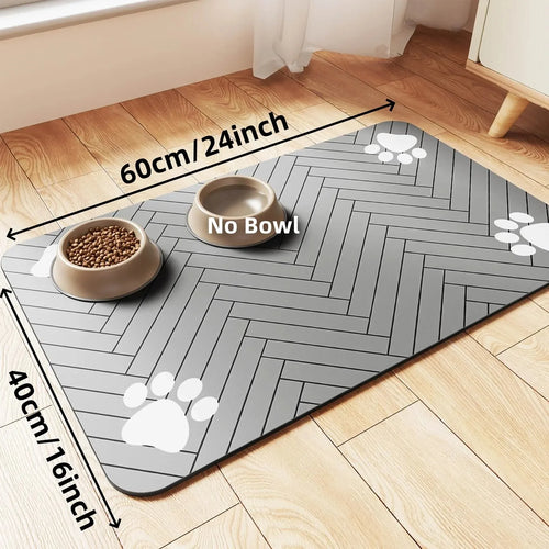 Quick-Dry Absorbent Pet Feeding Mat — Rubber-Backed Spill Mat