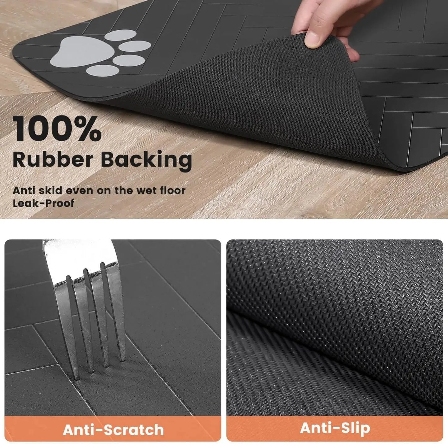 Quick-Dry Absorbent Pet Feeding Mat — Rubber-Backed Spill Mat