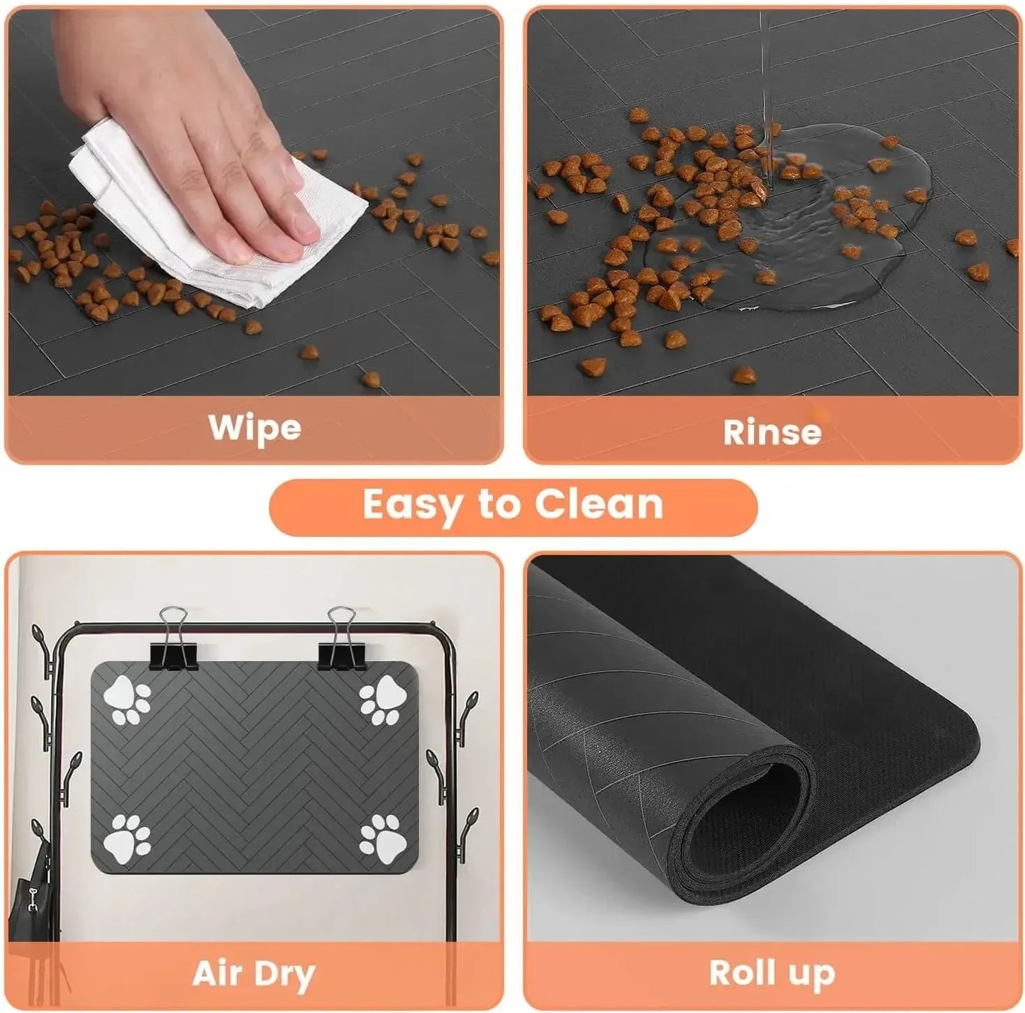 Quick-Dry Absorbent Pet Feeding Mat — Rubber-Backed Spill Mat