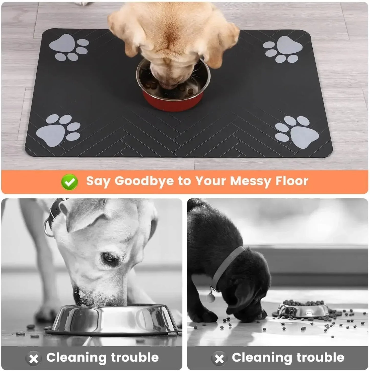 Quick-Dry Absorbent Pet Feeding Mat — Rubber-Backed Spill Mat
