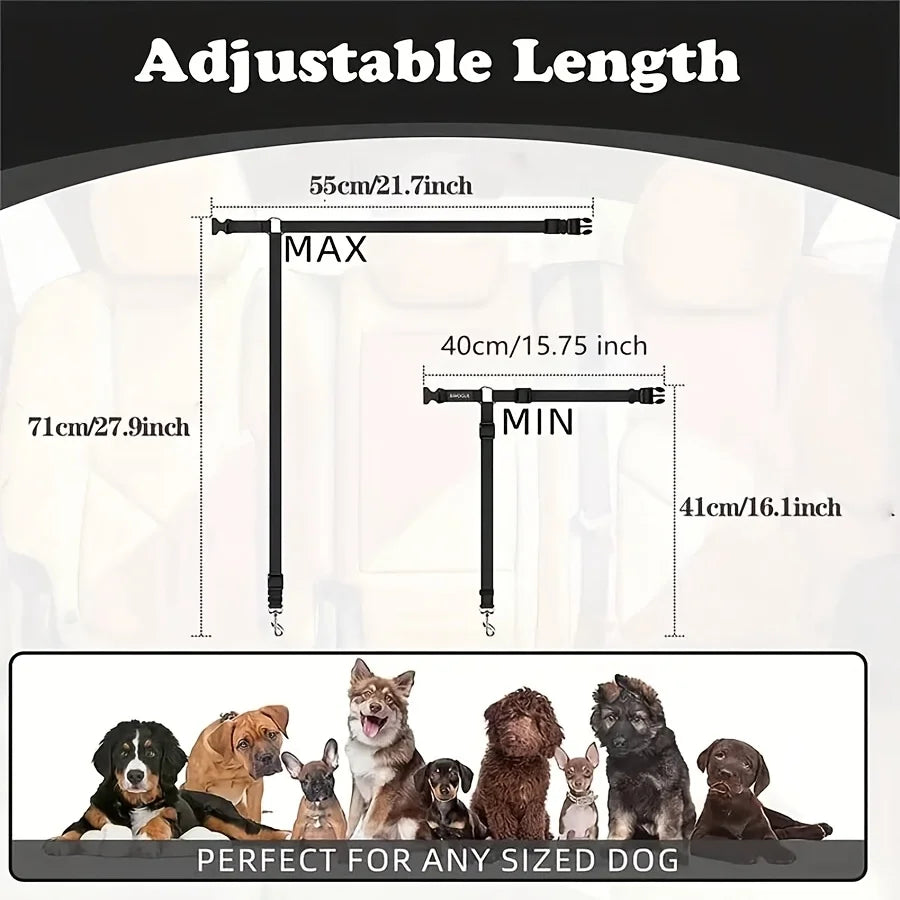 Adjustable Dog Car Seat Belt — Vehicle Safety Tether for Dogs
