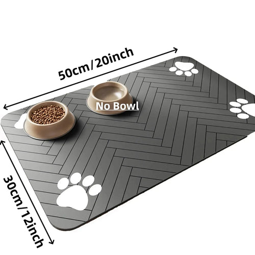 Quick-Dry Absorbent Pet Feeding Mat — Rubber-Backed Spill Mat