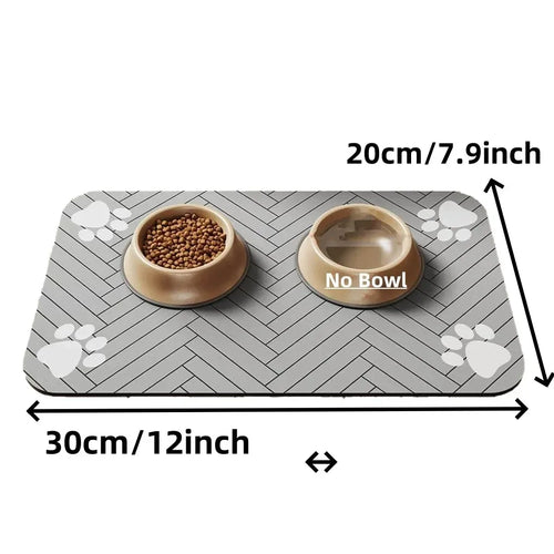 Quick-Dry Absorbent Pet Feeding Mat — Rubber-Backed Spill Mat