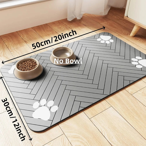 Quick-Dry Absorbent Pet Feeding Mat — Rubber-Backed Spill Mat