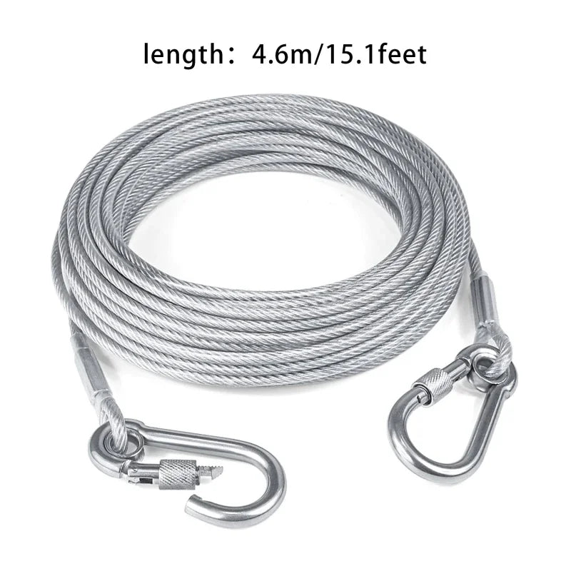 Stainless Steel Double-Headed Dog Tie-Out Cable Leash