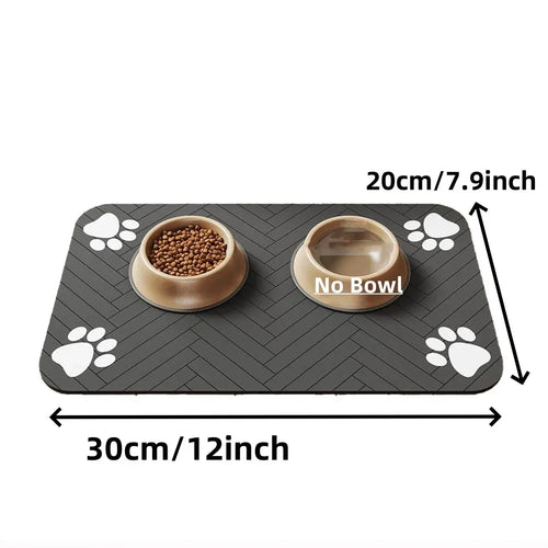 Quick-Dry Absorbent Pet Feeding Mat — Rubber-Backed Spill Mat