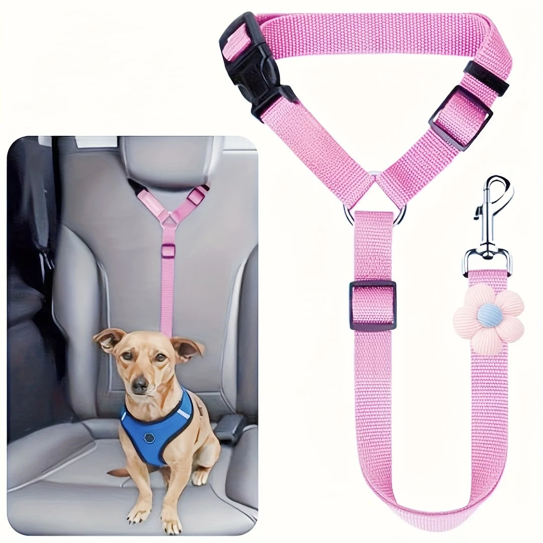 Adjustable Dog Car Seat Belt — Vehicle Safety Tether for Dogs