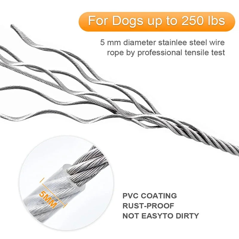 Stainless Steel Double-Headed Dog Tie-Out Cable Leash