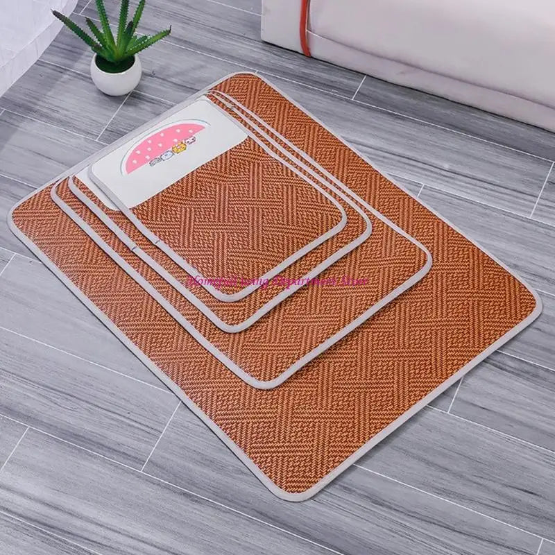 Breathable Rattan Weave Cooling Mat — Passive Cooling Pad for Dogs & Cats