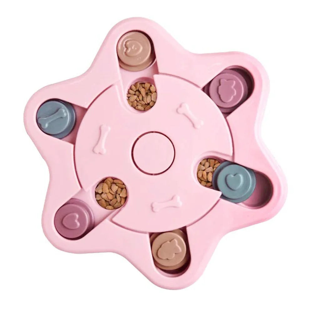 Interactive Turntable Slow Feeder Puzzle Bowl for Dogs & Cats