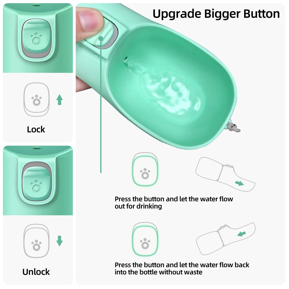 Portable Pet Water Bottle & Bowl — On-the-Go Travel Dispenser