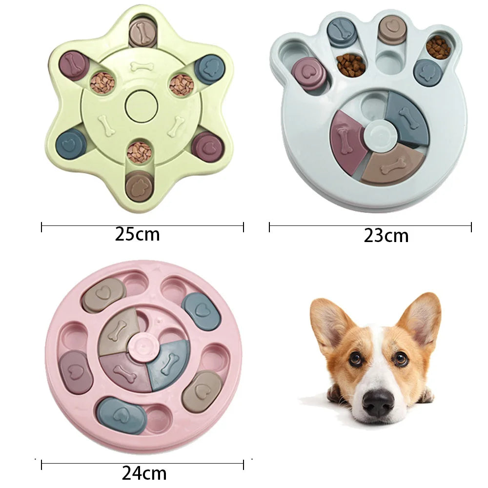 Interactive Turntable Slow Feeder Puzzle Bowl for Dogs & Cats