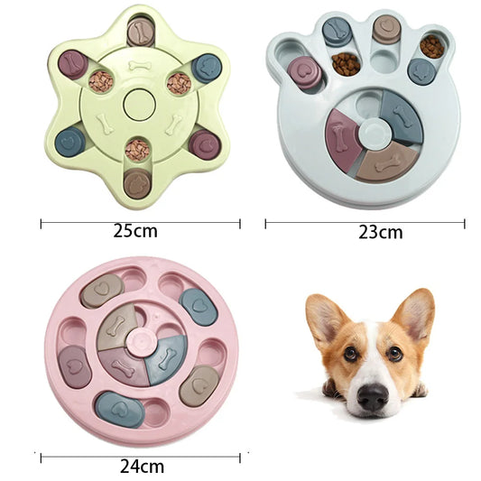 Interactive Turntable Slow Feeder Puzzle Bowl for Dogs & Cats